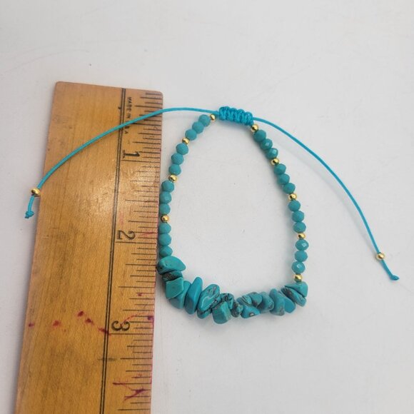 Turquoise Chip Bead Handmade Artisan Beaded Bracelets Lot of 2 Adjustable - Picture 3 of 7